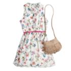 Girls 7-16 Knitworks Floral Belted Sleeveless Dress & Purse Set, Size: 12, White