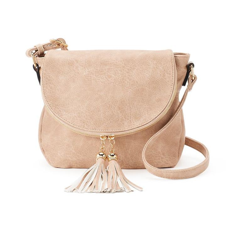 Deluxity Tassel Flap Crossbody Bag, Women's, Brown Oth