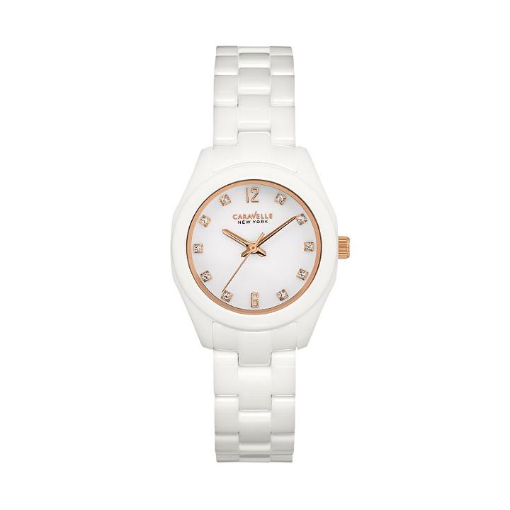 Caravelle New York By Bulova Women's Crystal Ceramic Watch - 45l159, White