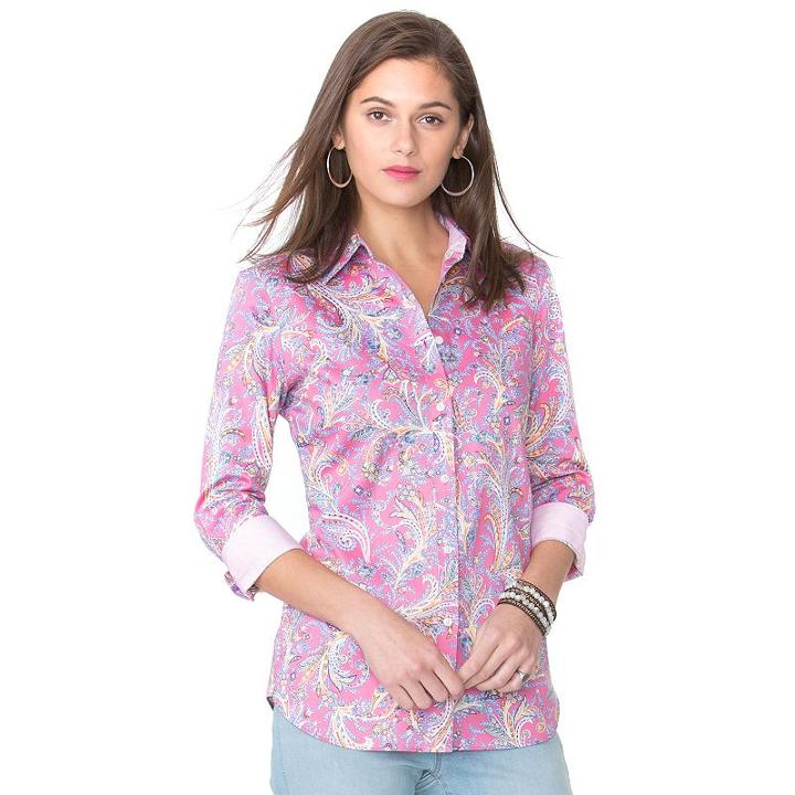 Women's Chaps No-iron Shirt, Size: Medium, Pink Other