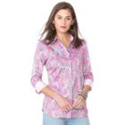 Women's Chaps No-iron Shirt, Size: Medium, Pink Other