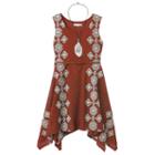 Girls 7-16 Knitworks Belted Handkerchief Hem Crochet Skater Dress With Necklace, Girl's, Size: 12, Red/coppr (rust/coppr)