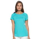 Women's Croft & Barrow&reg; Lace-yoke Tee, Size: Medium, Turquoise/blue (turq/aqua)