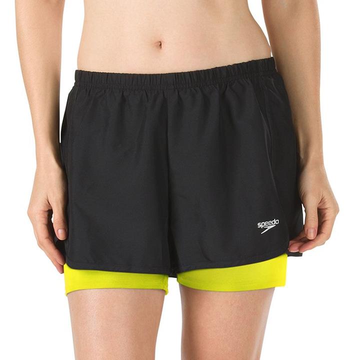 Women's Speedo 2-in-1 Swim Shorts, Size: 12, Brt Yellow