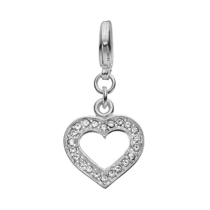 Blue La Rue Crystal Silver-plated Cutout Heart Charm, Women's, White