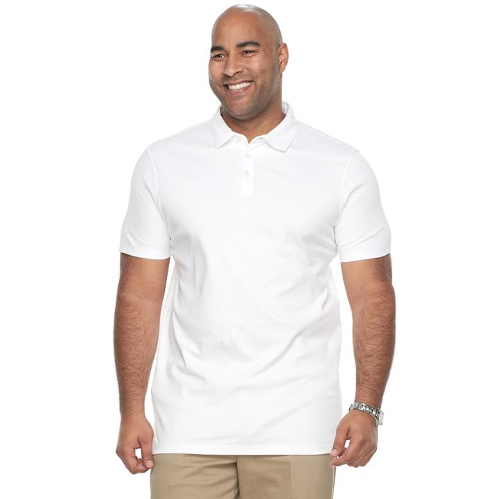 Big & Tall Apt. 9&reg; Regular-fit Soft Touch Stretch Interlock Polo, Men's, Size: L Tall, White