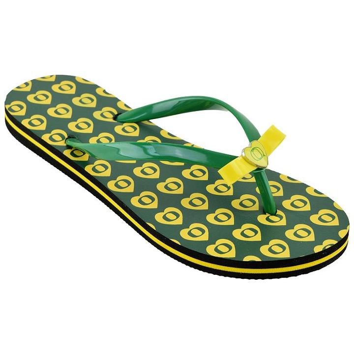Oregon Ducks Women's Flip Flops, Girl's, Size: Small, Green