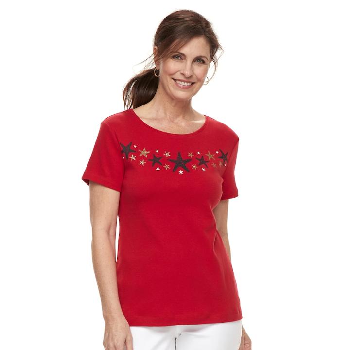 Women's Croft & Barrow&reg; Crewneck Graphic Tee, Size: Small, Red