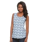 Women's Croft & Barrow&reg; Embroidered Tank, Size: Medium, Med Blue