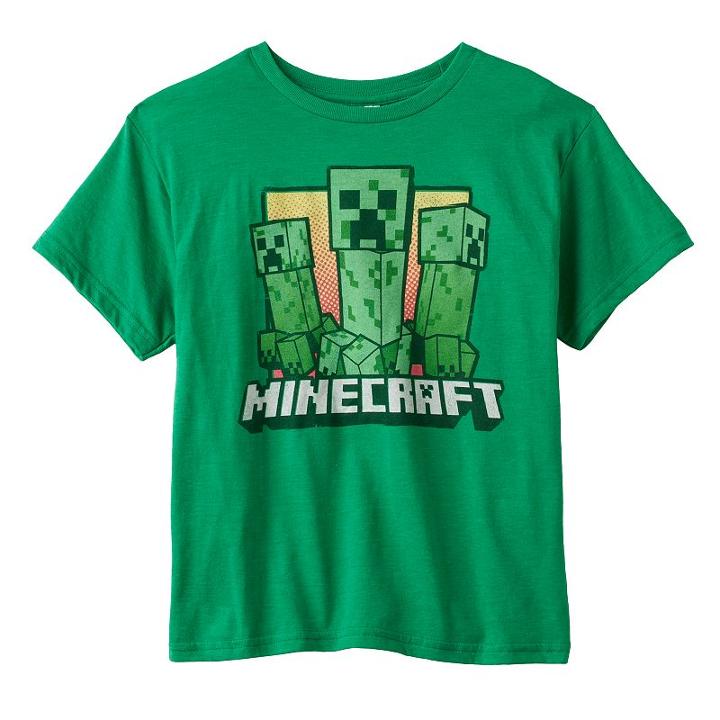 Boys 8-20 Minecraft Creepers Tee, Boy's, Size: Xl, Brt Green