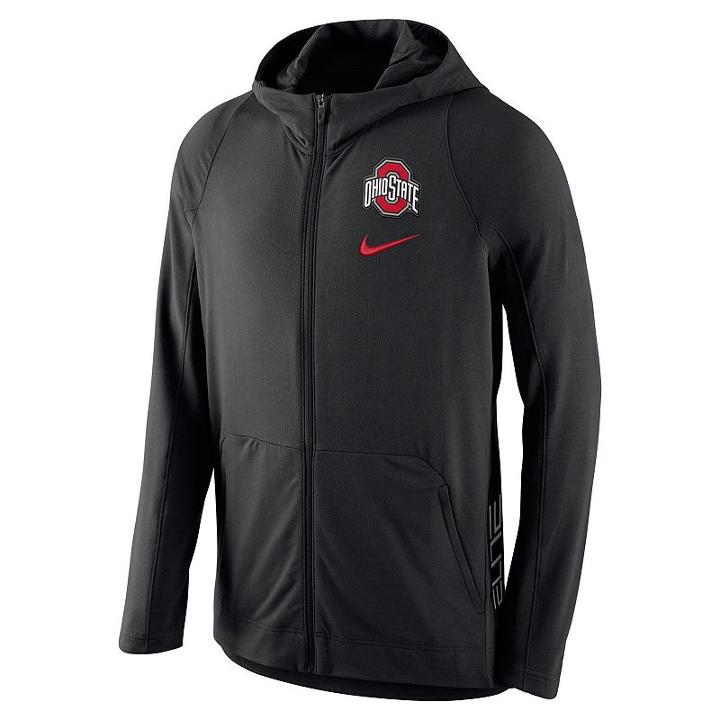 Men's Nike Ohio State Buckeyes Hyperelite Full-zip Fleece Hoodie, Size: Large, Black