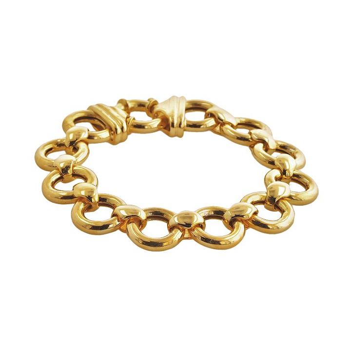 Elegante 18k Gold Over Brass Circle Link Bracelet - 8.5-in, Women's, Size: 8.50, Yellow