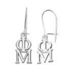 Logoart Phi Mu Sorority Drop Earrings, Women's, Grey