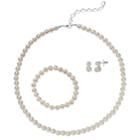 Croft & Barrow&reg; Simulated Pearl Necklace, Stretch Bracelet & Earring Set, Women's, White