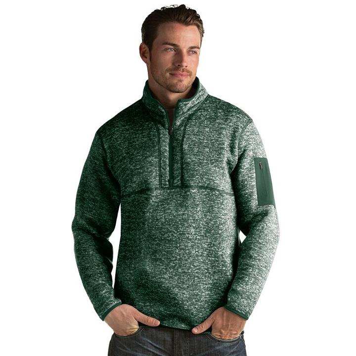 Men's Antigua Fortune Classic-fit Half-zip Pullover Sweater, Size: Medium, Dark Green