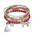 Mudd&reg; Unicorn, Starburst & Tassel Charm Stretch Bracelet Set, Women's, Multicolor