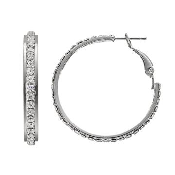 Duchess Of Dazzle Crystal Silver Tone Hoop Earrings, Women's, Grey