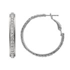 Duchess Of Dazzle Crystal Silver Tone Hoop Earrings, Women's, Grey