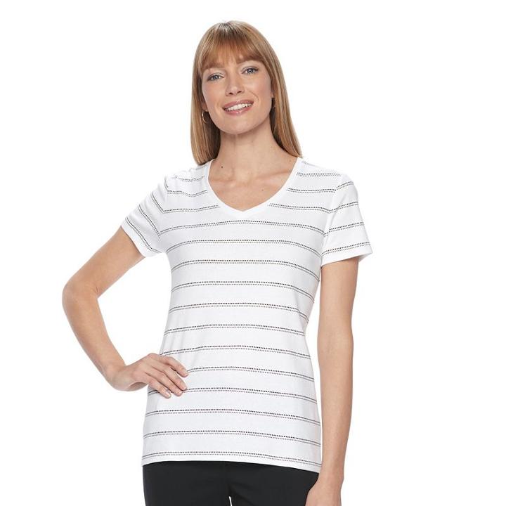 Women's Croft & Barrow&reg; Essential V-neck Tee, Size: Small, Natural