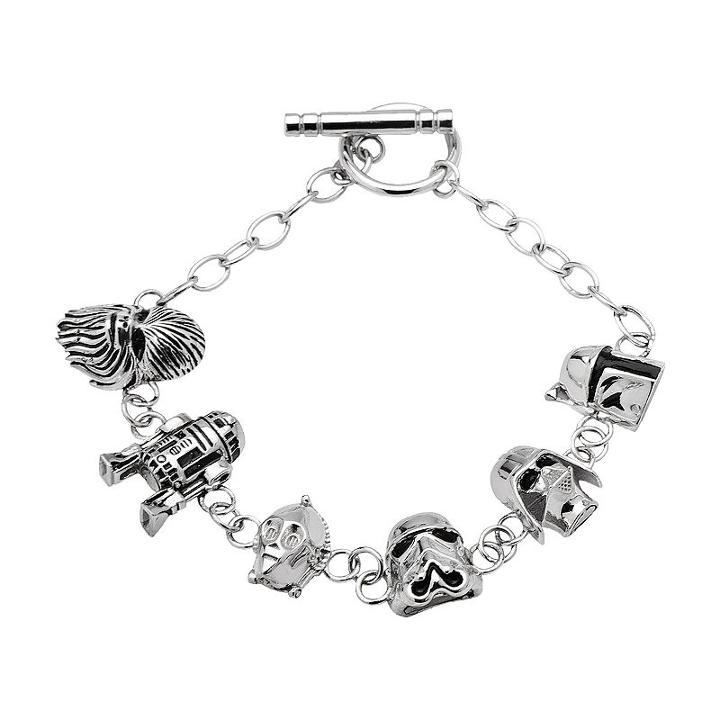 Star Wars Sterling Silver Charm Bracelet, Women's, Size: 7.5, Grey