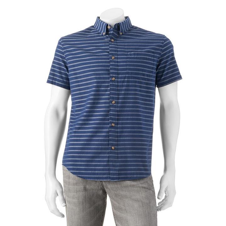 Men's Urban Pipeline&reg; Striped Button-down Shirt, Size: Xl, Blue