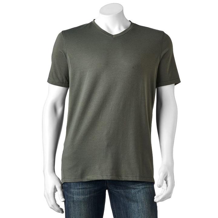 Men's Hemisphere Classic-fit Performance V-neck Tee, Size: Medium, Dark Green