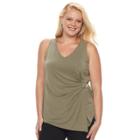 Plus Size Apt. 9&reg; Buckle Pleated Tank, Women's, Size: 3xl, Green
