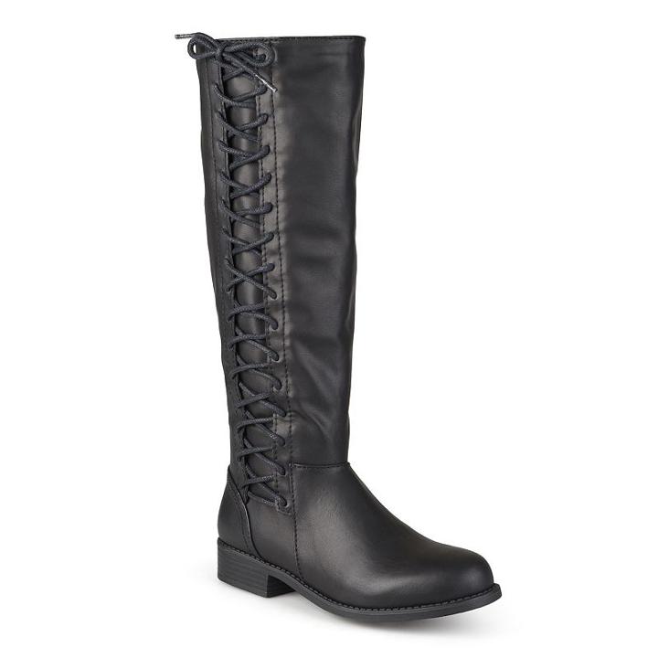 Journee Collection Cinch Women's Knee-high Lace-up Riding Boots, Girl's, Size: 6.5, Black