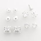 Apt. 9&reg; Silver Tone Simulated Crystal Stud Earring Set, Women's, Grey