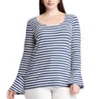 Plus Size Chaps Striped Bell Sleeve Top, Women's, Size: 1xl, Blue