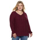 Plus Size Sonoma Goods For Life&trade; Trellis Cable-knit Sweater, Women's, Size: 1xl, Dark Red