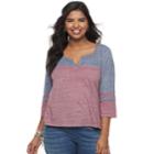 Juniors' Plus Size So&reg; Varsity Tee, Teens, Size: 2xl, Dark Pink
