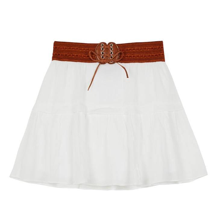 Girls 7-16 Iz Amy Byer Crepon Tiered Short Skirt, Size: Xl, White
