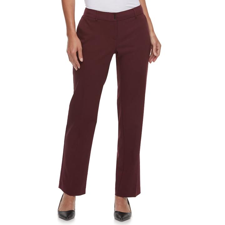 Women's Apt. 9&reg; Torie Midrise Curvy Straight-leg Dress Pants, Size: 14 Short, Red