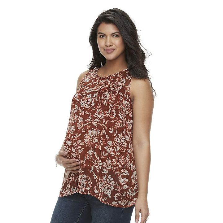 Maternity A:glow Print Swing Tank, Women's, Size: Xs-mat, Med Brown