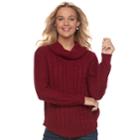 Juniors' It's Our Time Cowlneck Cable-knit Tunic, Teens, Size: Xl, Dark Red