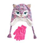 Girls 4-16 So&reg; Faux-fur Lined 3d Fox Hat & Gloves Set, Size: M-l, Dark Pink