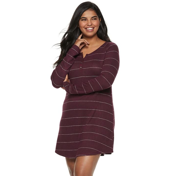 Juniors' Plus Size So&reg; Henley Swing Dress, Teens, Size: 3xl, Drk Purple