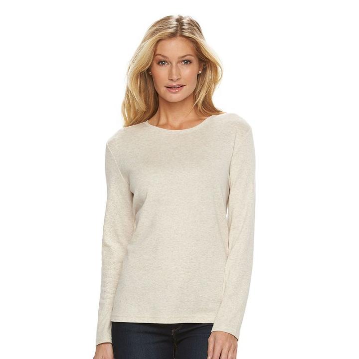 Women's Croft & Barrow® Classic Crewneck Tee, Size: Large, Lt Beige