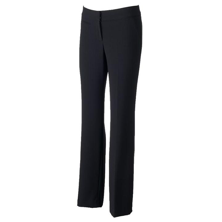 Women's Apt. 9&reg; Piped Straight-leg Dress Pants, Size: 10, Black