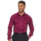 Men's Chaps Regular Fit Comfort Stretch Spread Collar Dress Shirt, Size: 17-32/33, Red Overfl