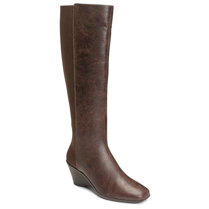 A2 By Aerosoles Taekwondo Women's Knee-high Wedge Boots, Size: Medium (8), Brown