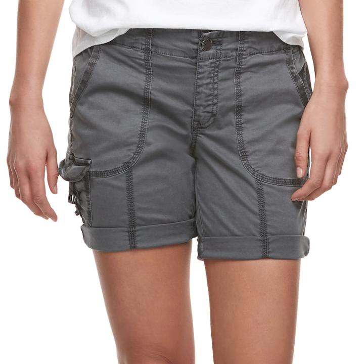Petite Sonoma Goods For Life&trade; Ribbed Waist Utility Bermuda Shorts, Women's, Size: 6 Petite, Dark Grey