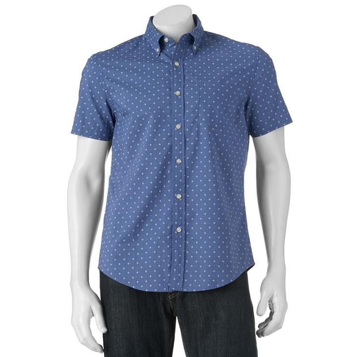 Men's Sonoma Goods For Life&trade; Modern-fit Poplin Button-down Shirt, Size: Medium, Med Blue
