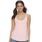 Juniors' So&reg; Henley Racerback Tank, Teens, Size: Xs, Light Pink