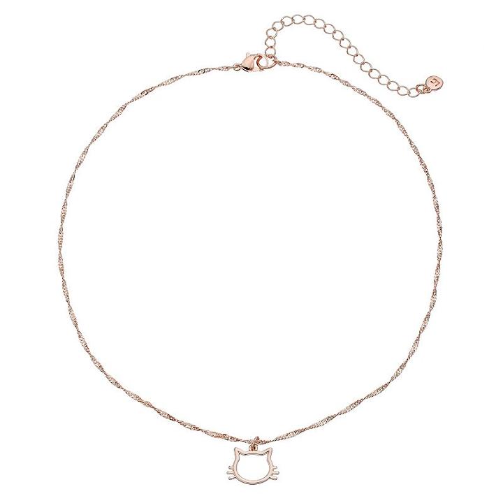 Lc Lauren Conrad Cat Face Pendant Necklace, Women's, Brt Pink