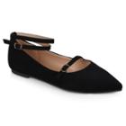 Journee Collection Nilly Women's Ankle Strap Flats, Girl's, Size: 7.5, Black