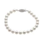 18k White Gold Aaa Akoya Cultured Pearl Bracelet (6.5-7 Mm), Women's, Size: 7.5