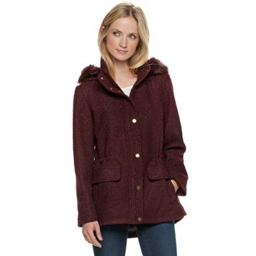 Women's D.e.t.a.i.l.s Faux-fur Hooded Anorak Jacket, Size: Xxl, Red
