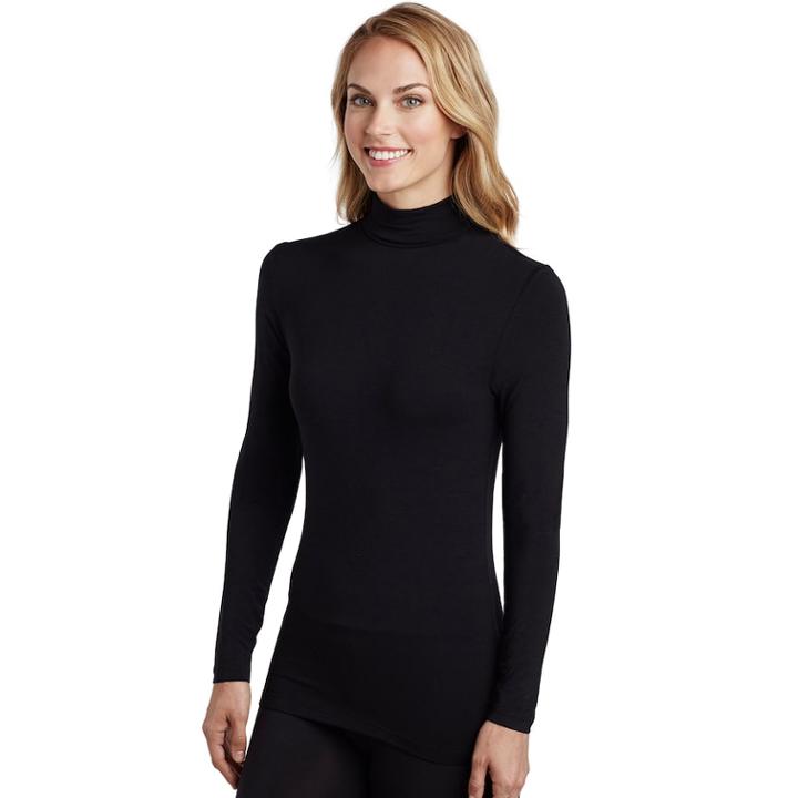 Women's Cuddl Duds Softwear Turtleneck, Size: Large, Black